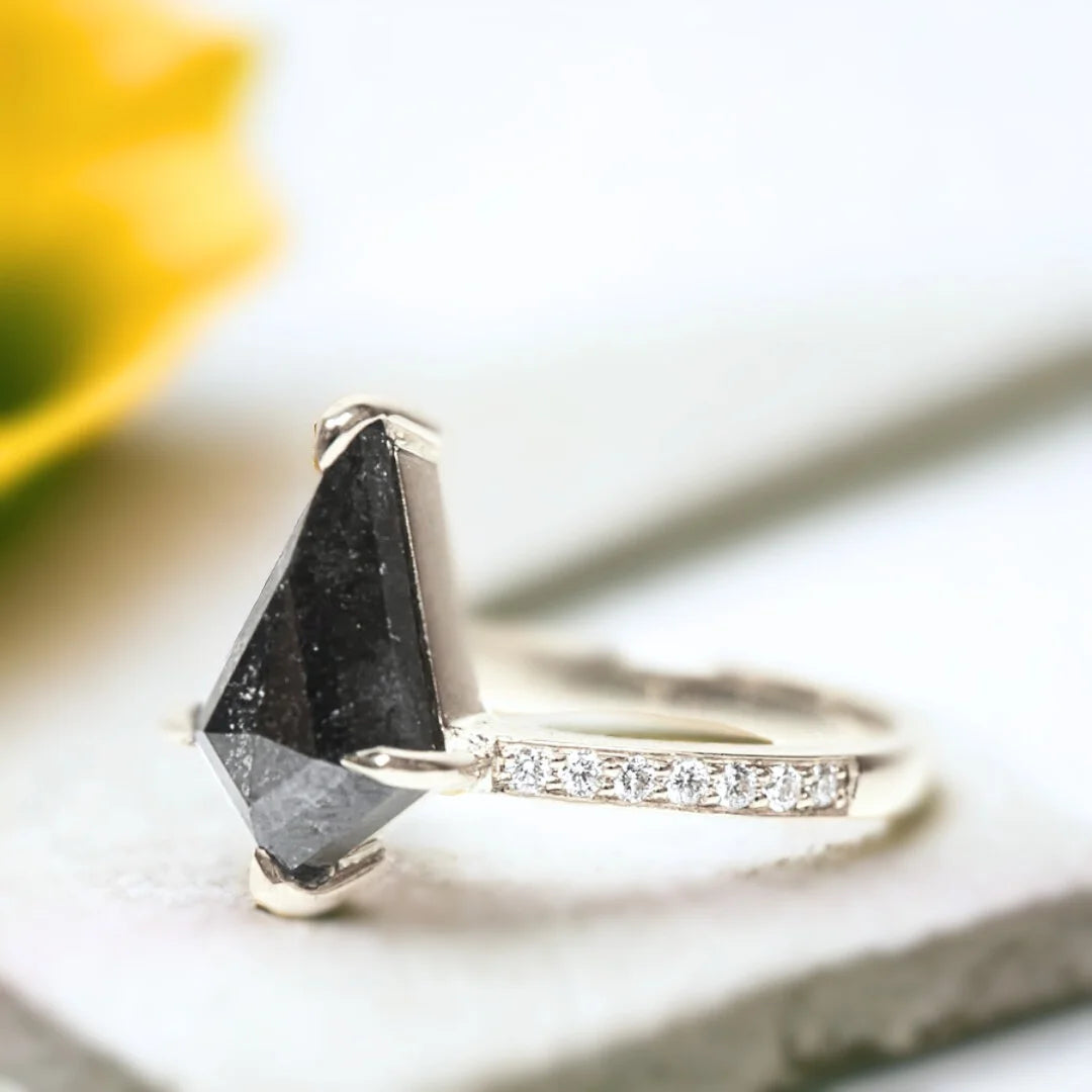 Athena Salt and Pepper Diamond Ring Handcrafted Unique Jewelry