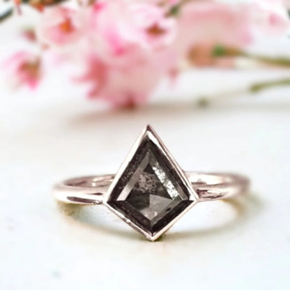 Brilliant Echo Salt and Pepper Diamond Ring Handcrafted Aegis Avalon