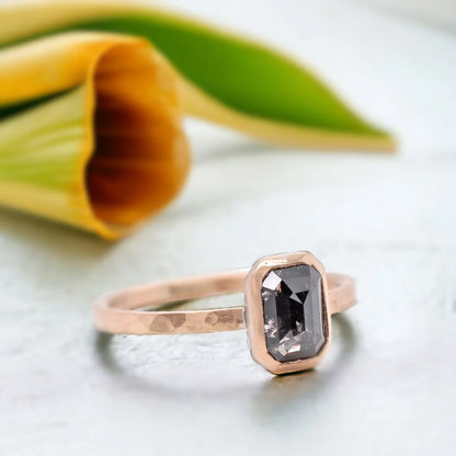 Graceful Geometry Salt and Pepper Diamond Ring Natural Sparkle