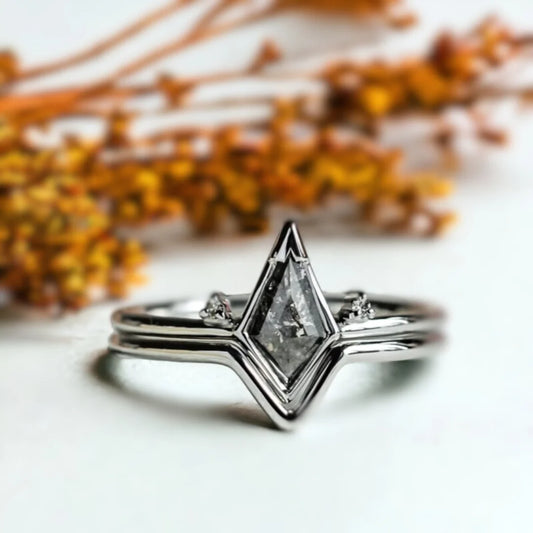 Katrin Salt and Pepper Diamond Ring with Side Stones