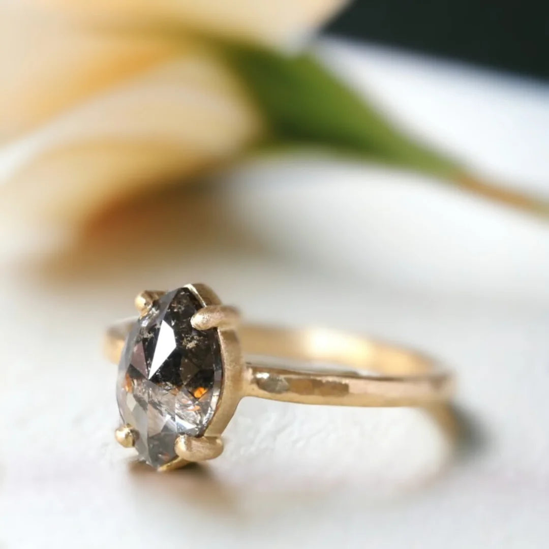 Elegant Salt and Pepper Diamond Ring Lustrous Promise Sparkle