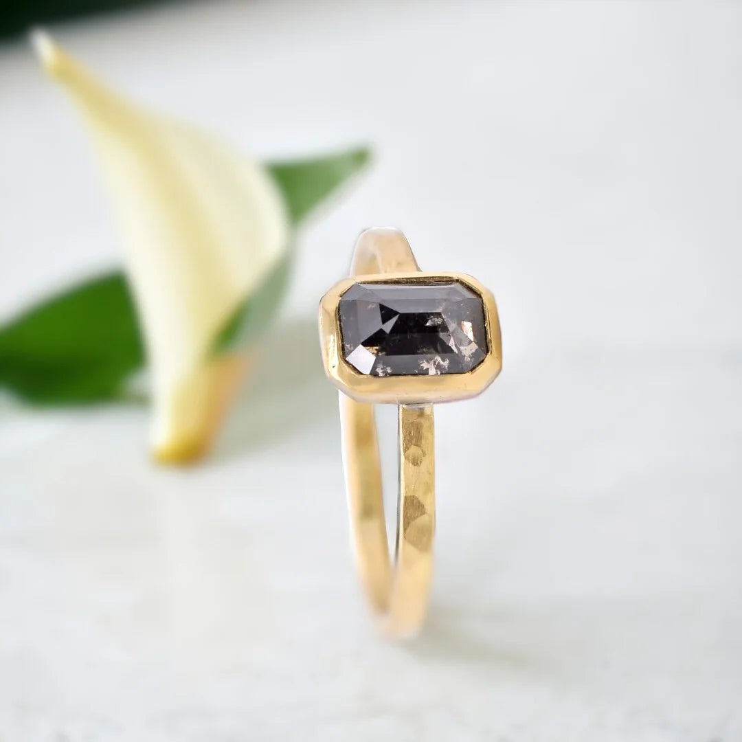 Graceful Geometry Salt and Pepper Diamond Ring Natural Sparkle