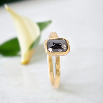 Graceful Geometry Salt and Pepper Diamond Ring Natural Sparkle