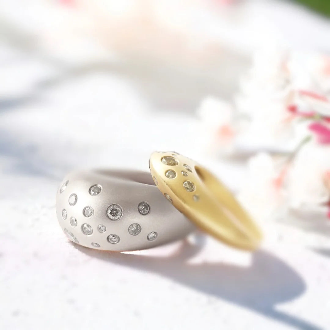 Platinum Diamond Dome Ring Resizable Luxury Band