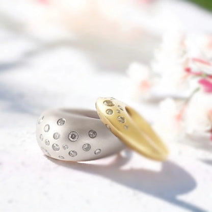 Platinum Diamond Dome Ring Resizable Luxury Band