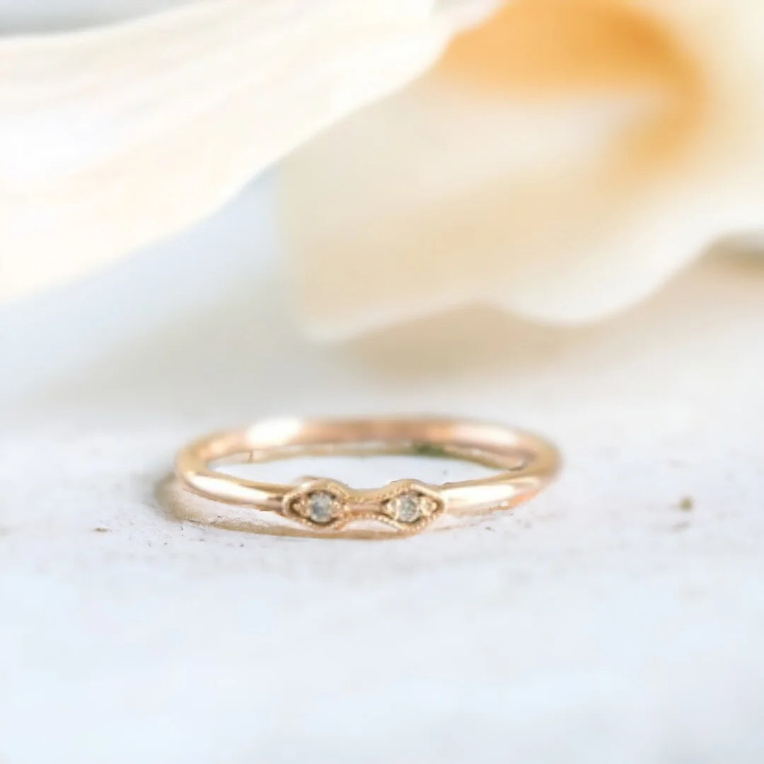 Handcrafted Antique Style Diamond Ring with Milgrain