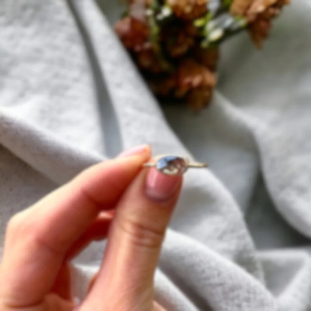 Graceful Bloom Salt and Pepper Rose Oval Diamond Ring