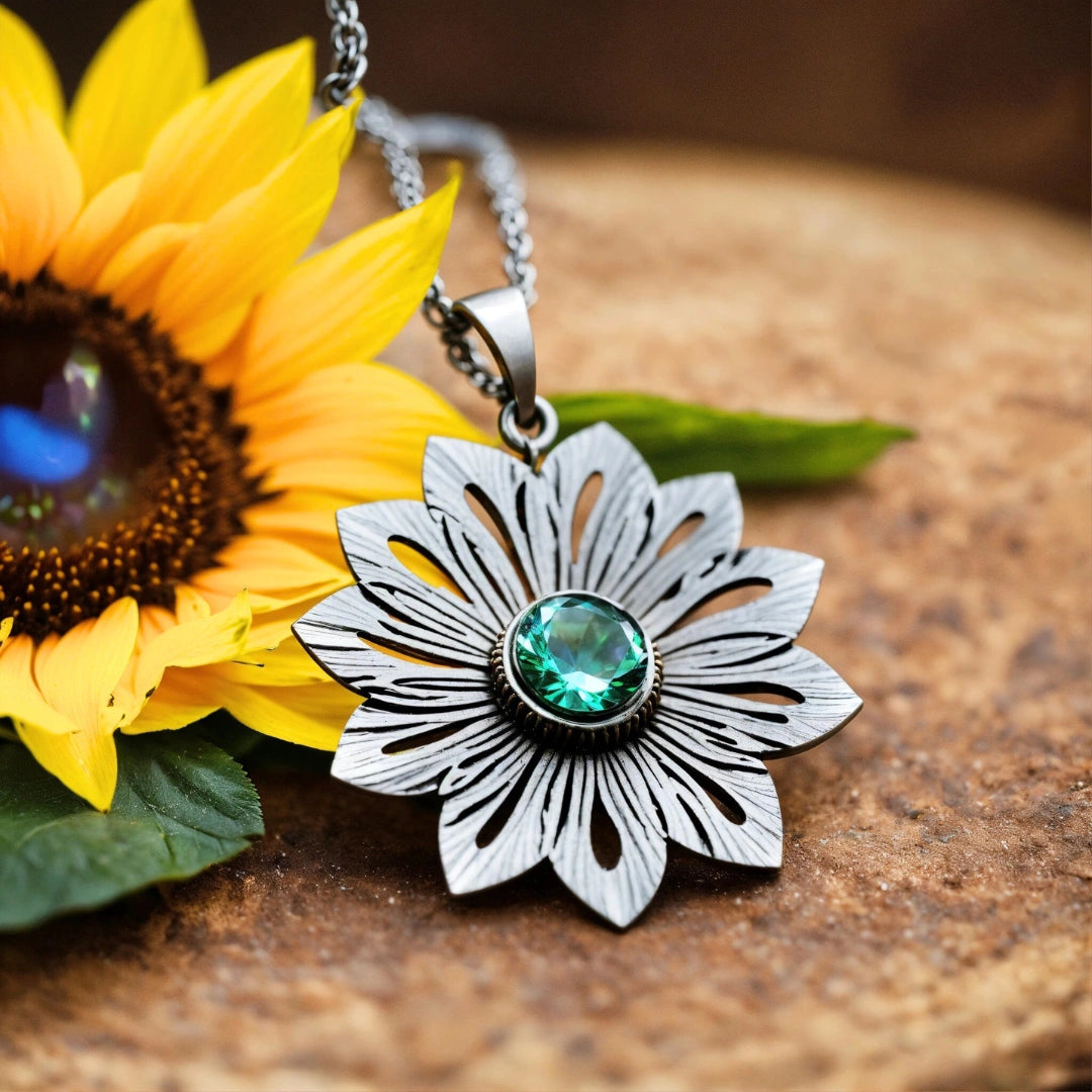 Ocean Mist Pendant Necklace with Deep Blue Gem Design