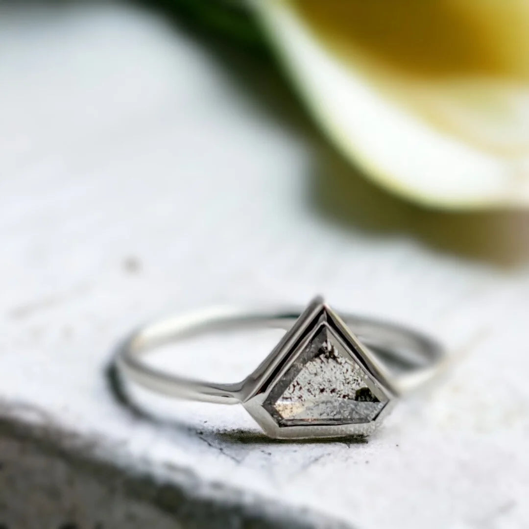 Geometric Superman Cut Diamond Statement Ring With 1.12 CT Diamond featuring a bold geometric superman cut diamond in a modern statement ring design.