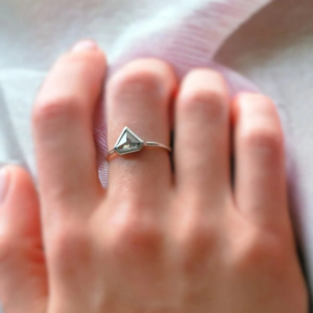 Geometric Superman Cut Diamond Statement Ring With 1.12 CT Diamond featuring a bold geometric superman cut diamond in a modern statement ring design.