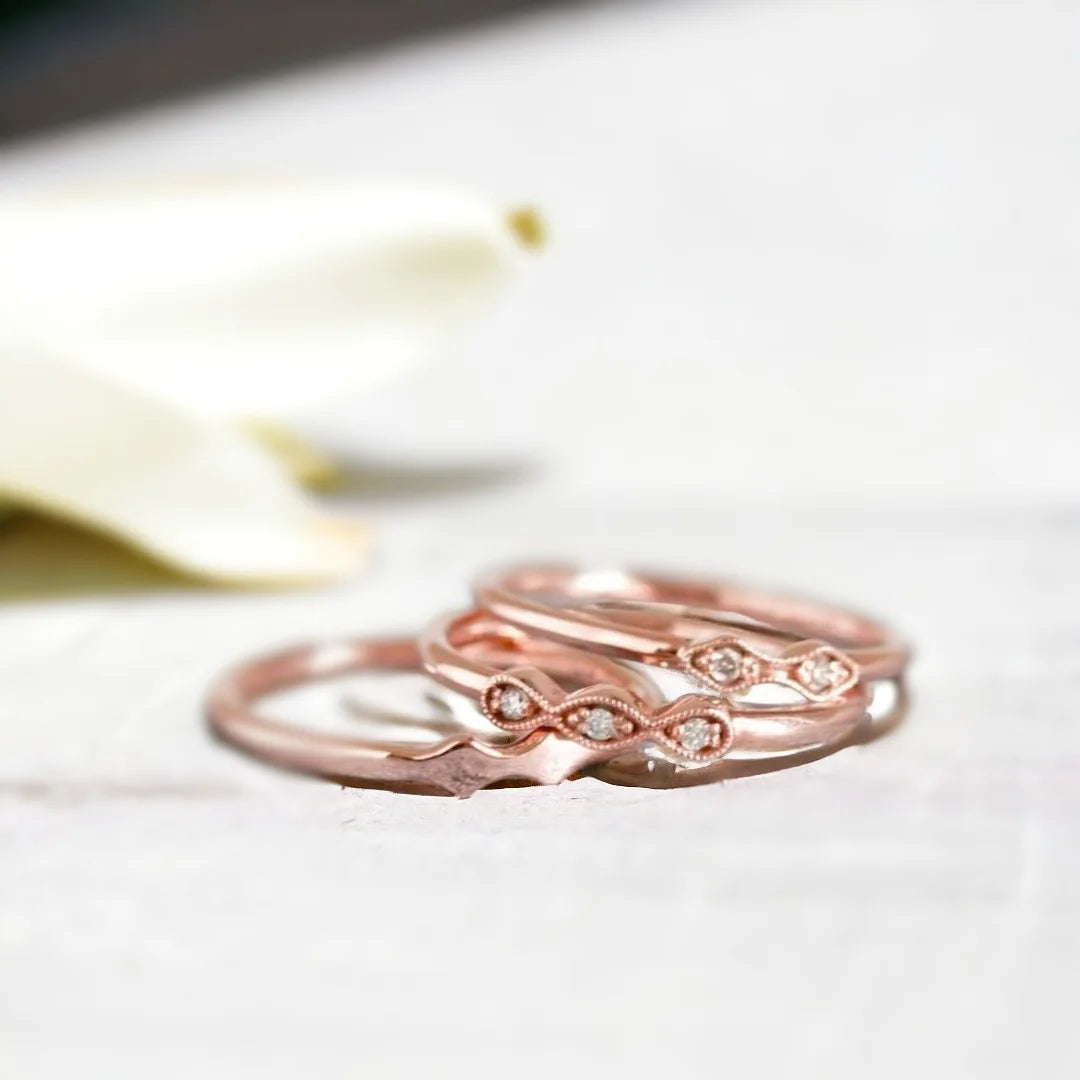 Handcrafted Antique-Style Diamond Ring With Milgrain Elegant Design featuring a round salt-and-pepper diamond, slim straight band, and fine milgrain detailing with antique-inspired styling