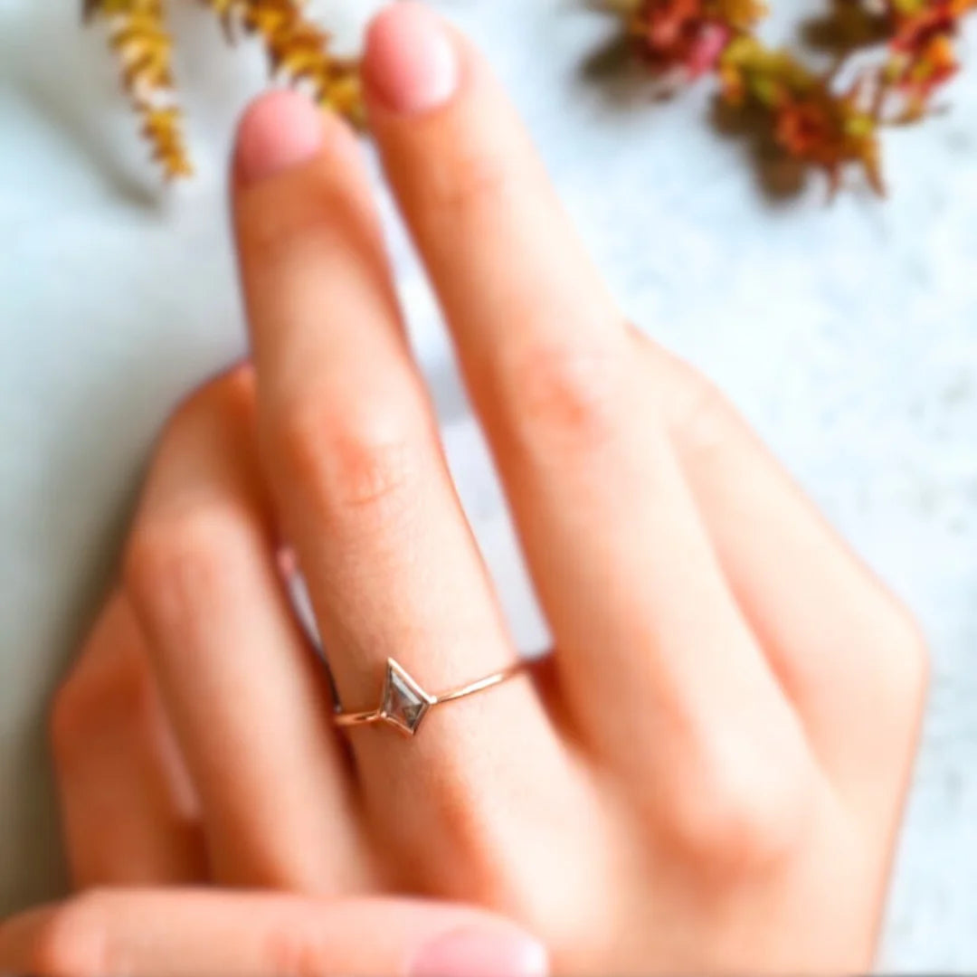 Kite Salt And Pepper Diamond Ring With A Minimalist Design
