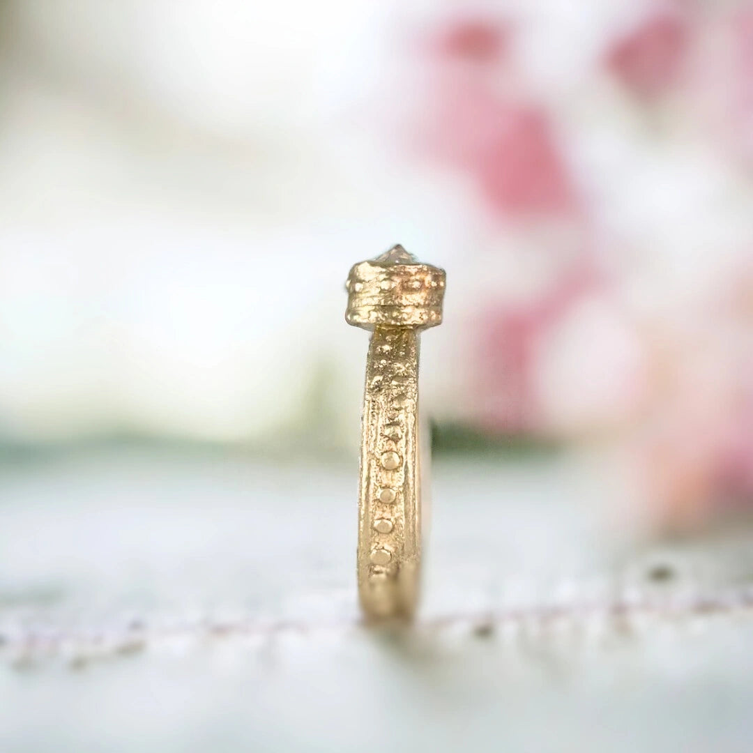 Lab Grown Diamond Engagement Ring Aine Celtic Wedding Band Set featuring a 1.40 CT rose oval cut lab grown diamond set in an artisan handcrafted Celtic inspired band with organic textures and a modern straight shank design in an elegant polished finish