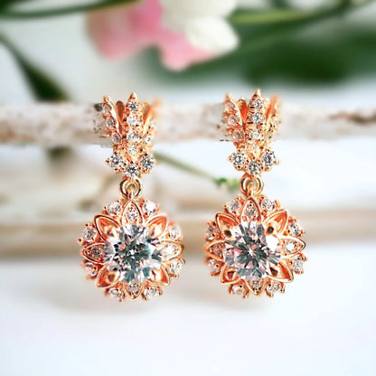 Salt and Pepper Diamond Drop Earrings, Round Cut, 1.45 CT Drop Style featuring natural round-cut salt and pepper diamond drop earrings with screw-back closure and handcrafted, elegant, lightweight design