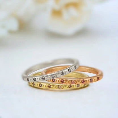 Salt and Pepper Diamond Ring with Zig Zag Half Eternity Design featuring a round-cut salt and pepper diamond in a minimalist half eternity ring with a slim straight shank