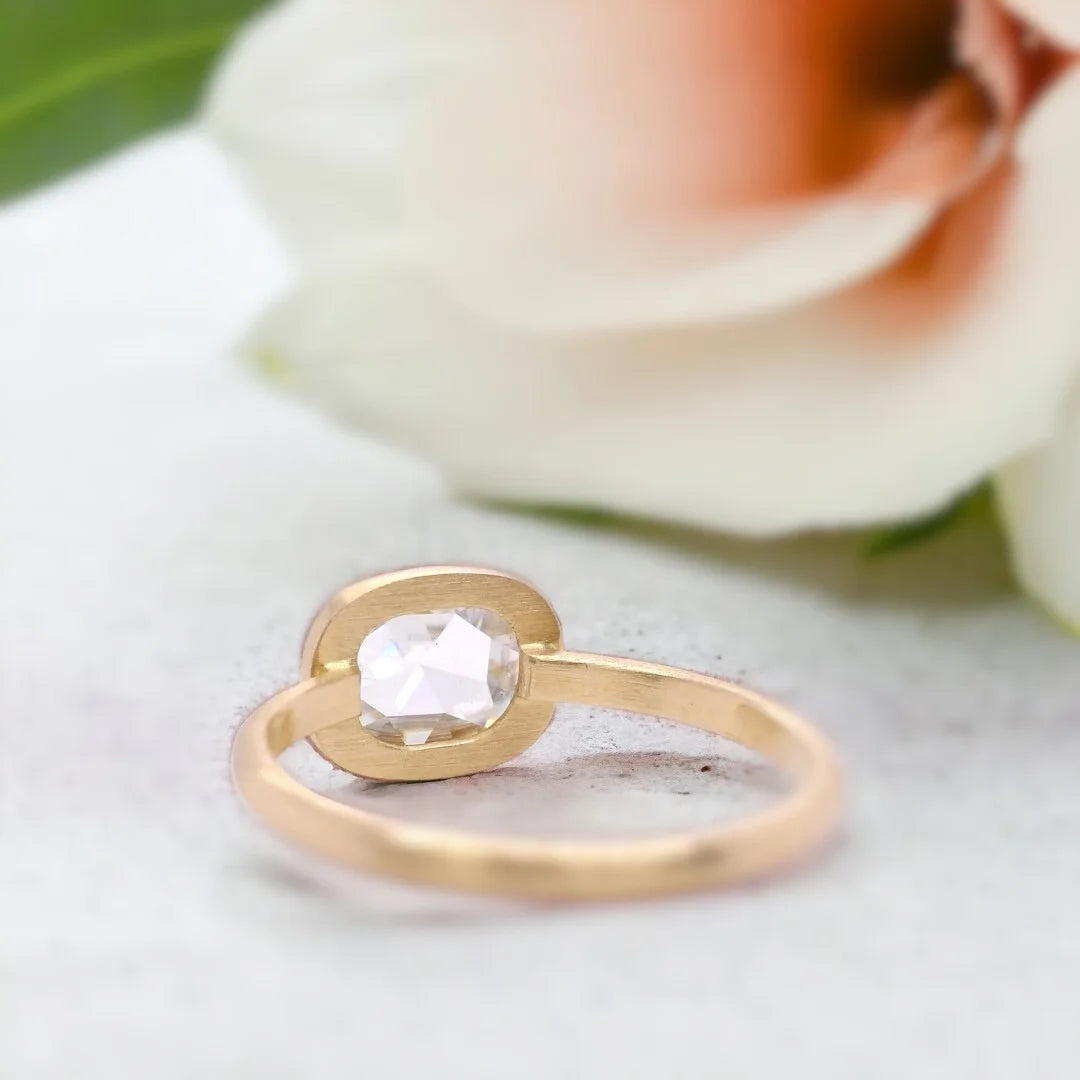 White Diamond Ring With Rose Cushion Cut Diamond featuring a 1.78 CT rose cushion-cut white diamond on a straight shank band with handcrafted artisanal detailing and an elegant engagement ring design.