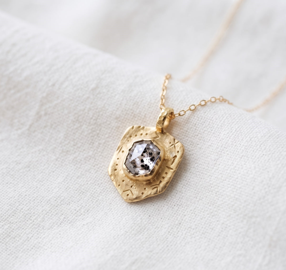 Salt and Pepper Diamond Gold Necklace