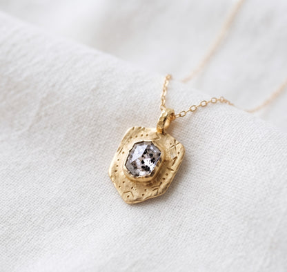 Salt and Pepper Diamond Gold Necklace
