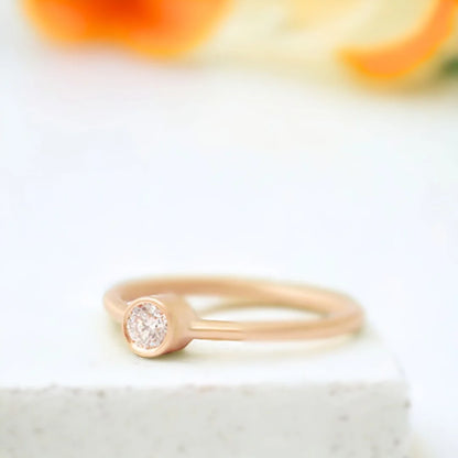 Yellow Gold Diamond Solitaire Ring Minimalist 0.55 CT White Diamond featuring a round brilliant-cut white diamond set in polished yellow gold with a slim band and clean, straight shank solitaire design