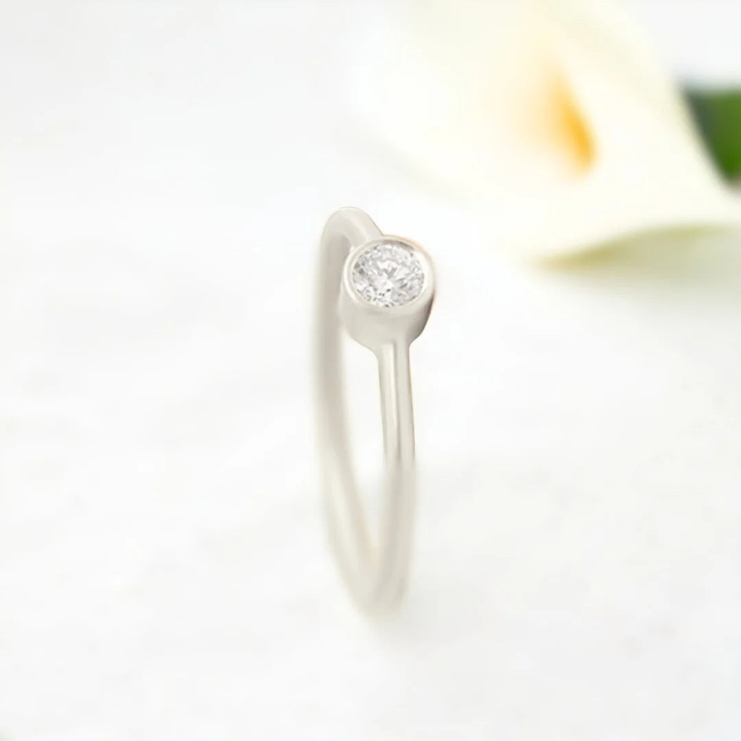 Yellow Gold Diamond Solitaire Ring Minimalist 0.55 CT White Diamond featuring a round brilliant-cut white diamond set in polished yellow gold with a slim band and clean, straight shank solitaire design